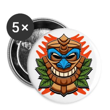 Tiki Statue - Lot de 5 grands badges (56 mm) - blanc - Devant