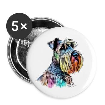Riesenschnauzer / Schnauzer Hunde Design Geschenk - Buttons groß 56 mm (5er Pack) - Weiß - Vorne