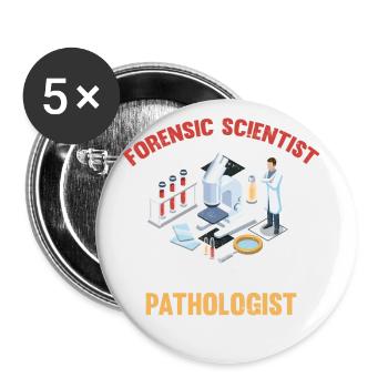 Forensic scientist, not a pathologist, investigator - Buttons large 2.2''/56 mm (5-pack) - white - Front
