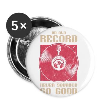 Vinyl Plattenspieler Sammeln, Vinyl Schallplatte - Buttons groß 56 mm (5er Pack) - Weiß - Vorne