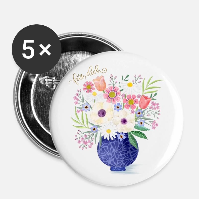 Bouquet for you - Buttons large 2.2''/56 mm (5-pack) - white