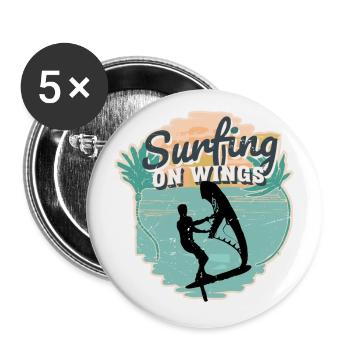 Surfing on Wings Hydrofoil Wingfoil Wingfoiling - Buttons groß 56 mm (5er Pack) - Weiß - Vorne