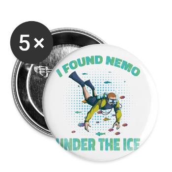 Ich Habe Nemo Under The Ice, Ice Diver, Gefunden - Buttons groß 56 mm (5er Pack) - Weiß - Vorne