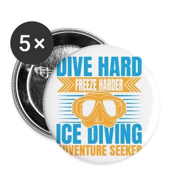 Dive Hard Freezy Harder, Eistaucher - Buttons groß 56 mm (5er Pack) - Weiß - Vorne