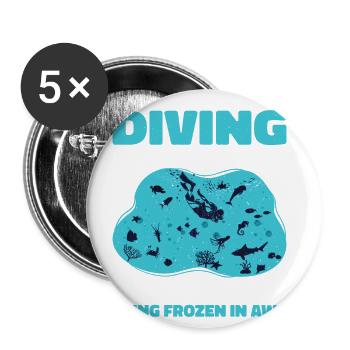 Tauchen Unter Dem Eis, Eistaucher - Buttons groß 56 mm (5er Pack) - Weiß - Vorne