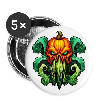 Cthulhu meets pumpkin - Buttons large 2.2''/56 mm (5-pack) - white - Front