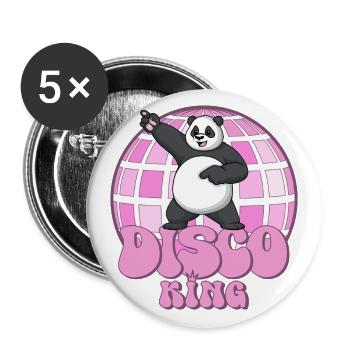 Disco King Panda 70s Disco Ball Discoking - Buttons large 2.2''/56 mm (5-pack) - white - Front
