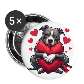 Pitbull Love - Buttons large 2.2''/56 mm (5-pack) - white - Front