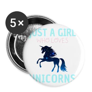 Nur Ein Mädchen, Das Einhörner Liebt. - Buttons groß 56 mm (5er Pack) - Weiß - Vorne