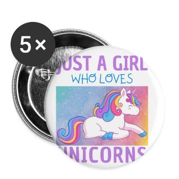 Nur Ein Mädchen, Das Einhörner Liebt. - Buttons groß 56 mm (5er Pack) - Weiß - Vorne