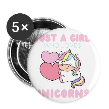 Just a girl who loves unicorns. - Buttons large 2.2''/56 mm (5-pack) - white - Front