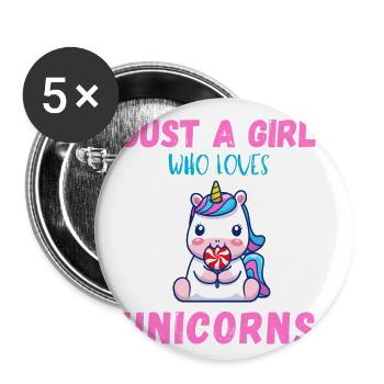 Nur Ein Mädchen, Das Einhörner Liebt. - Buttons groß 56 mm (5er Pack) - Weiß - Vorne