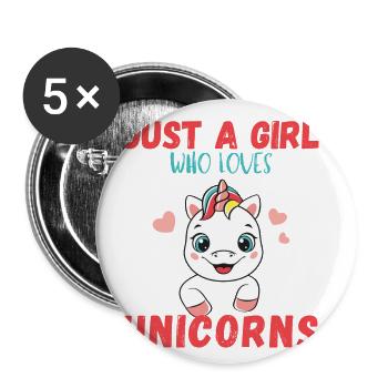 Just a girl who loves unicorns - Buttons large 2.2''/56 mm (5-pack) - white - Front