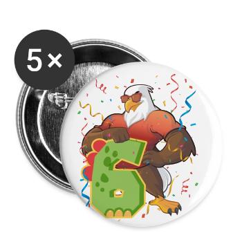 Conception de pygargue à tête blanche pour le sixième anniversaire - Lot de 5 grands badges (56 mm) - blanc - Devant