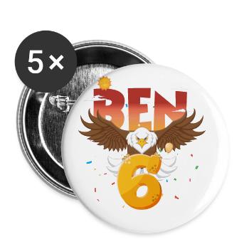 Conception de pygargue à tête blanche pour le sixième anniversaire - Lot de 5 grands badges (56 mm) - blanc - Devant