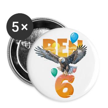 Conception de pygargue à tête blanche pour le sixième anniversaire - Lot de 5 grands badges (56 mm) - blanc - Devant