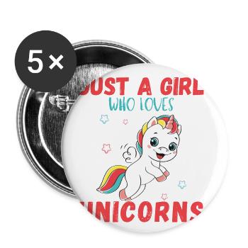 Nur Ein Mädchen, Das Einhörner Liebt. - Buttons groß 56 mm (5er Pack) - Weiß - Vorne
