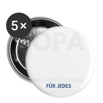 Kreuzworträtsel Design für Opa - Buttons groß 56 mm (5er Pack) - Weiß - Vorne