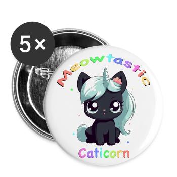 Caticorn Meowtastic Shirt, Cute Unicorn Cat. - Buttons large 2.2''/56 mm (5-pack) - white - Front