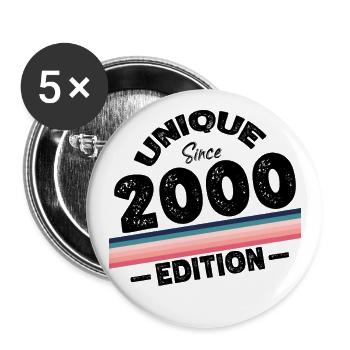 Unique depuis 2000 Edition Anniversaire Millésime 2000 - Lot de 5 grands badges (56 mm) - blanc - Devant