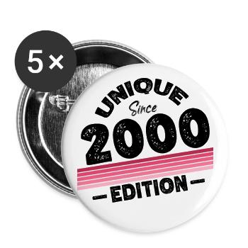 Unique seit 2000 Edition Geburtstag Vintage 2000 - Buttons groß 56 mm (5er Pack) - Weiß - Vorne