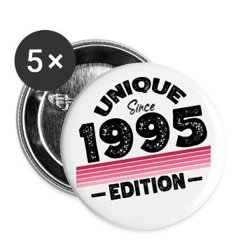 Unique seit 1995 Edition Geburtstag Vintage 1995 - Buttons groß 56 mm (5er Pack) - Weiß - Vorne