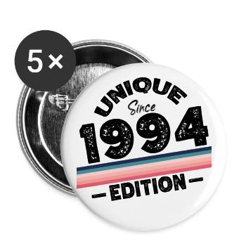 Unique seit 1994 Edition Geburtstag Vintage 1994 - Buttons groß 56 mm (5er Pack) - Weiß - Vorne
