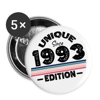 Unique depuis 1993 Edition Anniversaire Millésime 1993 - Lot de 5 grands badges (56 mm) - blanc - Devant