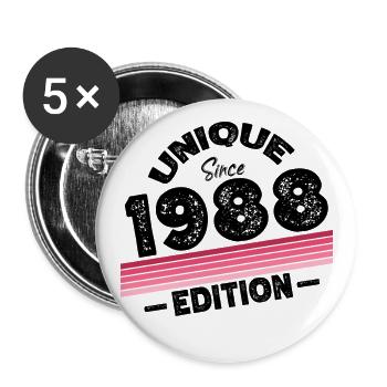 Unique Since 1988 Edition Birthday Vintage 1988 - Buttons large 2.2''/56 mm (5-pack) - white - Front