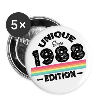Unique Since 1988 Edition Birthday Vintage 1988 - Buttons large 2.2''/56 mm (5-pack) - white - Front