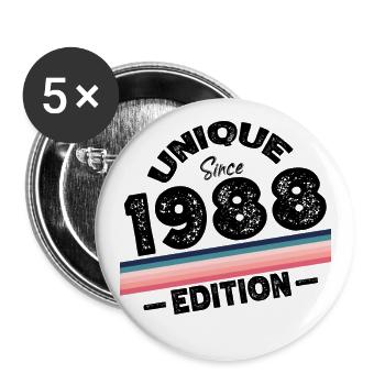 Unique Since 1988 Edition Birthday Vintage 1988 - Buttons large 2.2''/56 mm (5-pack) - white - Front