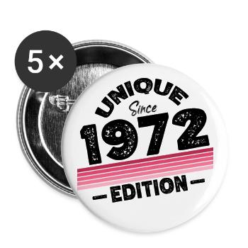 Unique Since 1972 Edition Birthday Vintage 1972 - Buttons large 2.2''/56 mm (5-pack) - white - Front