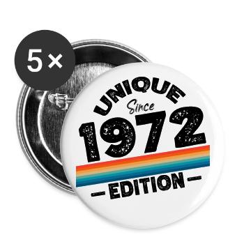 Unique since 1972 Edition Birthday Vintage 1972 - Buttons large 2.2''/56 mm (5-pack) - white - Front