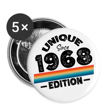 Unique seit 1968 Edition Geburtstag Vintage 1968 - Buttons groß 56 mm (5er Pack) - Weiß - Vorne
