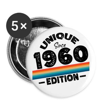 Unique depuis les années 1960 édition anniversaire Vintage des années 1960 - Lot de 5 grands badges (56 mm) - blanc - Devant