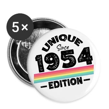 Unique depuis 1954 Edition Anniversaire Millésime 1954 - Lot de 5 grands badges (56 mm) - blanc - Devant