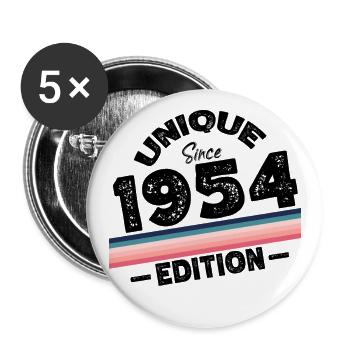 Unique depuis 1954 Edition Anniversaire Millésime 1954 - Lot de 5 grands badges (56 mm) - blanc - Devant