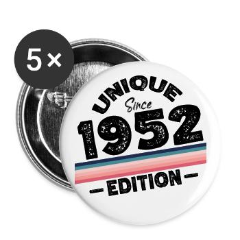 Unique seit 1952 Edition Geburtstag Vintage 1952 - Buttons groß 56 mm (5er Pack) - Weiß - Vorne