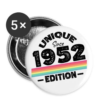 Unique seit 1952 Edition Geburtstag Vintage 1952 - Buttons groß 56 mm (5er Pack) - Weiß - Vorne