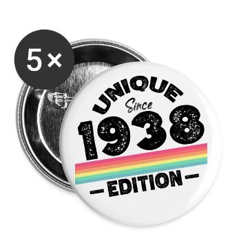Unique since 1938 Edition Birthday Vintage 1938 - Buttons large 2.2''/56 mm (5-pack) - white - Front