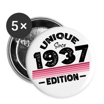 Unique depuis 1937 Edition Anniversaire Millésime 1937 - Lot de 5 grands badges (56 mm) - blanc - Devant