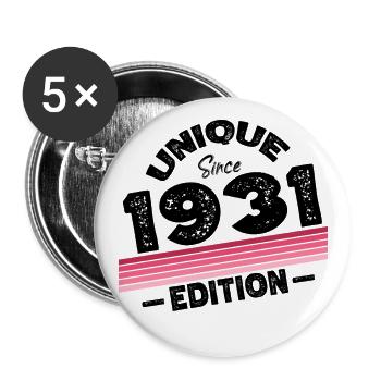 Unique Since 1931 Edition Birthday Vintage 1931 - Buttons large 2.2''/56 mm (5-pack) - white - Front
