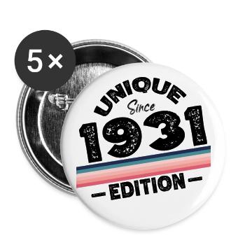 Unique Since 1931 Edition Birthday Vintage 1931 - Buttons large 2.2''/56 mm (5-pack) - white - Front