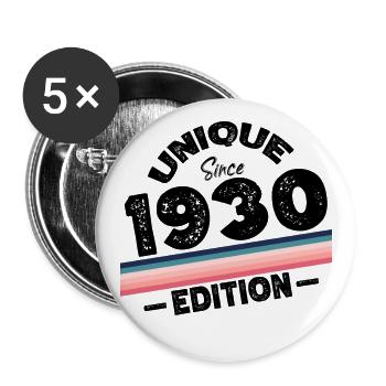 Unique Since 1930's Edition Birthday Vintage 1930's - Buttons large 2.2''/56 mm (5-pack) - white - Front