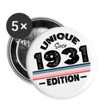 Unique Since 1931 Edition Birthday Vintage 1931 - Buttons large 2.2''/56 mm (5-pack) - white - Front