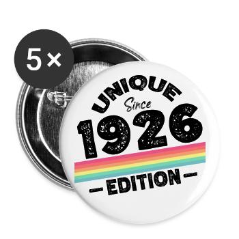 Unique Since 1926 Edition Birthday Vintage 1926 - Buttons large 2.2''/56 mm (5-pack) - white - Front