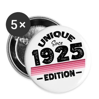 Unique seit 1925 Edition Geburtstag Vintage 1925 - Buttons groß 56 mm (5er Pack) - Weiß - Vorne