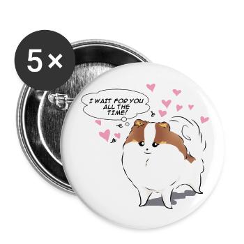 Je t’attends tout le temps - Lot de 5 grands badges (56 mm) - blanc - Devant