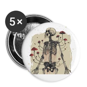 Morbid Horror Toadstool Skeleton - Buttons large 2.2''/56 mm (5-pack) - white - Front
