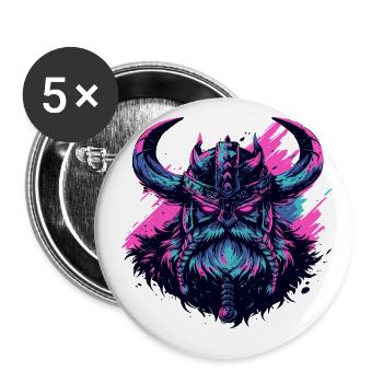 Viking head in pop art style - Buttons large 2.2''/56 mm (5-pack) - white - Front